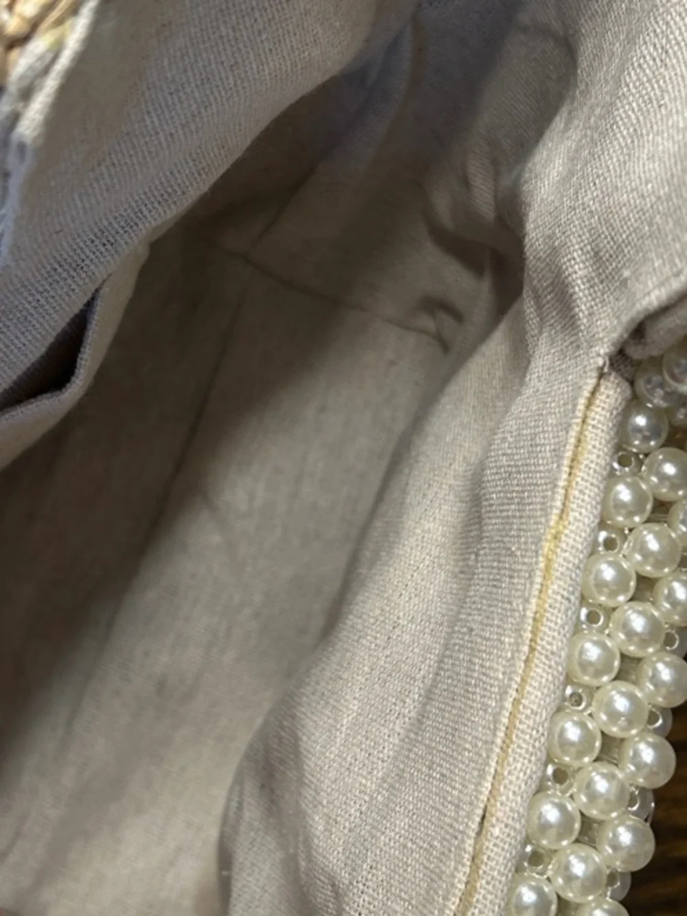 Isaac Mizrahi Pearl-Trim Woven Crossbody in Cream